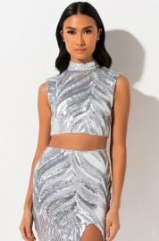 Drama Queen Sequin Crop Top  at Shop Akira