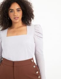 Dramatic Puff Sleeve Top with Square Neck at Eloquii