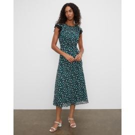 Drape Flutter Sleeve Printed Maxi Dress at Club Monaco