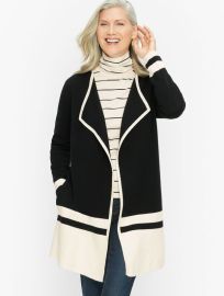 Drape Front Open Sweater Jacket - Block Stripe at Talbots