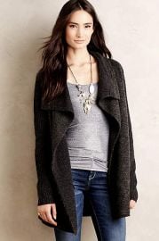 Draped Boucle Cardigan in Grey at Anthropologie