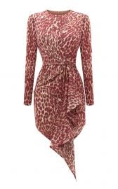 Draped Leopard Print Chiffon Mini Dress by Rasario at Rasario