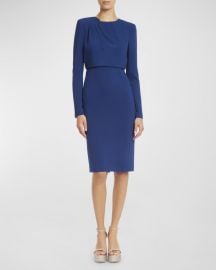 Draped Long-Sleeve Bodycon Midi Dress at Neiman Marcus
