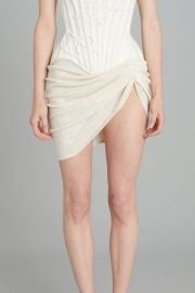 Draped Mini Skirt in Off-White Beads at Wiederhoeft