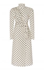 Draped Mock Neck Silk Dot Dress by Alessandra Rich at Moda Operandi