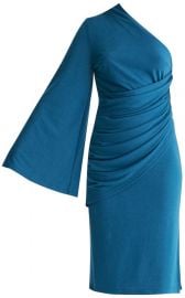 Draped One Shoulder Dress With Ruched Waist &Side Split by Paisie at Wolf and Badger