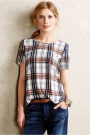 Draped Plaid Top at Anthropologie