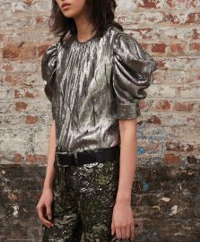 Draped Puff Sleeve Silk-Blend Blouse by Michael Kors at Moda Operandi