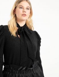 Draped Sleeve Top with Tie Neck at Eloquii