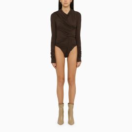 Draped Viscose Syrup Bodysuit at Balardi