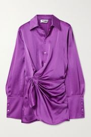 Draped Wrap Effect Satin Mini Shirtdress by Attico at Net a Porter