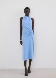 Draped-neck dress with side ruching - Women | MANGO USA at Mango