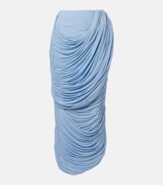 Draped ruched jersey midi skirt at Mytheresa