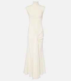 Draped turtleneck jersey maxi dress in white - Victoria Beckham at Mytheresa
