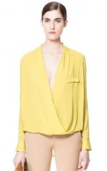 Draped yellow blouse at Zara