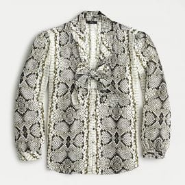 Drapey Tie-Neck Top in Snakeskin Print by J. Crew at J.Crew