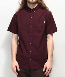 Dravus Robby Dark Red Woven Short Sleeve Button Up Shirt at Zumiez