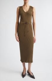 Drawstring Cotton Blend Rib Sweater Dress at Nordstrom