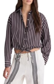 Drawstring Poplin Button-Up Shirt at Nordstrom