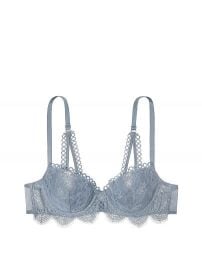 Dream Angels Demi Bra in Coastal Blue Wildheart Lace With Silver Foil Shine  at Victorias Secret