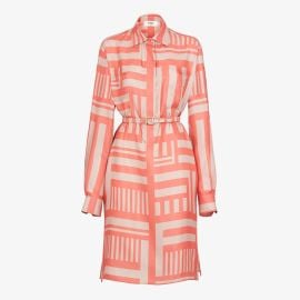 Dress - Salmon pink printed silk dress Fendi at Fendi