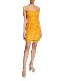 Dress The Population Gwen Spaghetti-Strap Mini Lace Dress at Neiman Marcus