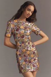 Dress The Population Maddox Short Sleeve Sequin Mini Dress at Anthropologie