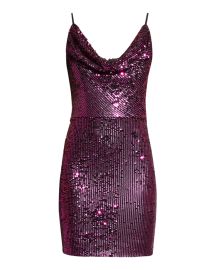 Dress The Population Sequin-Embellished Cowl-Neck Mini Dress at Neiman Marcus