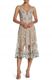 Dress the Population Audrey Embroidered Midi Dress at Nordstrom