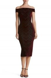 Dress the Population Eden Geo Print Velvet Off the Shoulder Dress at Nordstrom