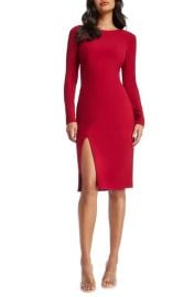 Dress the Population Nadia Long Sleeve Scoop Back Midi Dress in Pine at Nordstrom