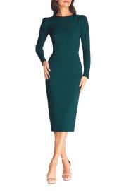 Dress the Population Nadia Long Sleeve Scoop Back Midi Dress in Pine at Nordstrom