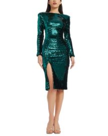 Dress the Population Natalie Sequin Long Sleeve Midi Dress Bloomingdales at Bloomingdales