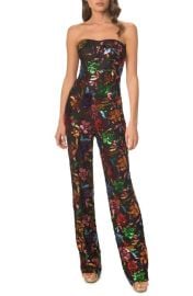 Dress the Population Preston Floral Sequin Strapless Jumpsuit at Nordstrom