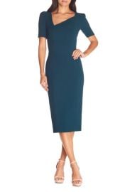 Dress the Population Ruth Asymmetrical Neck Midi Dress at Nordstrom