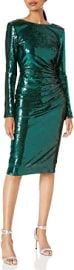 Dress the Population Women39s Emilia Long Sleeve Stretch Sequin Drape Front Midi Sheath at  Womens Clothing store at Amazon