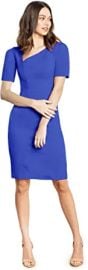 Dress the Population Women39s Ruth Short Puff Sleeves Asymmetrical Neckline Bodycon Midi Dress  Clothing Shoes amp Jewelry at Amazon