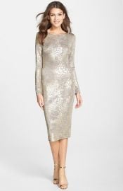 Dress the Population and39Emeryand39 Metallic Jersey Open Back Body-Con Dress at Nordstrom