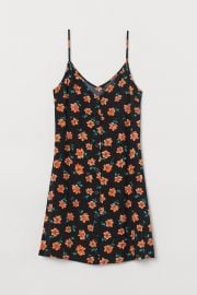 Dress with Buttons in Black/Floral at H&M