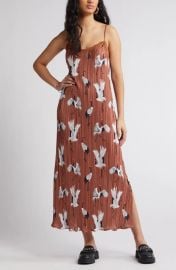 Dressed in Lala Money Honey Pliss Midi Slipdress in Eternal Yout at Nordstrom