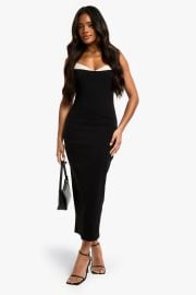 Dresses Contrast Insert Bengaline Midaxi Dress at Boohoo