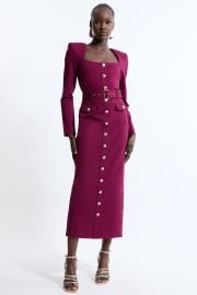 Dresses Jersey Ponte Diamante Back Hardwear Long Sleeve Maxi Dress KarenMillen at Karen Millen