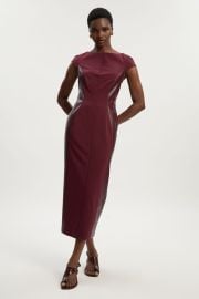 Dresses Ponte And Pu Mix Short Sleeve Tailored Pencil Midi Dress KarenMillen at Karen Millen