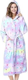 Dressing Gown for Women with Hood Fluffy Super Soft Flannel Long Bath Robe with Pockets Perfect Loungewear Gifts for Mum Ladies (TYP-12XX-Large) at Amazon