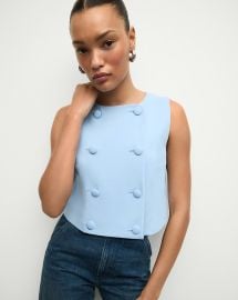 Drexley Cropped Vest in Light Blue at Veronica Beard