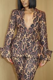 Dreya Leopard Print Blazer Jacket Ella Lisqu at Ellaé Lisqué