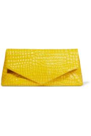 Dries Van Noten - Glossed croc-effect leather clutch at Net A Porter