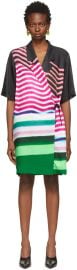 Dries Van Noten Black  Pink Len Lye Edition Satin Stripes Wrap Dress at ssense