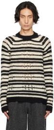 Dries Van Noten Black White Striped Sweater SSENSE at Ssense