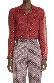 Dries Van Noten Cabot Embellished Print Georgette Blouse at Nordstrom